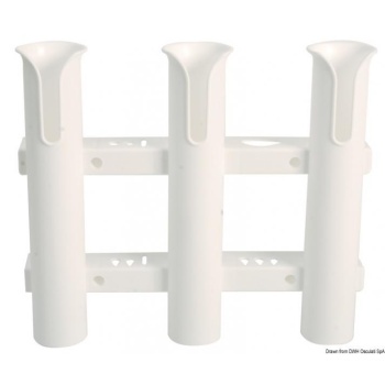 Plastic fishing rod holder, white, 3 holders, 44 mm