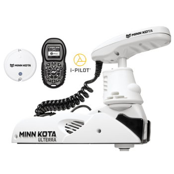 Electric Bow Mount Remote Control MINN KOTA Riptide Ulterra-80 iPilot Link, US2, 60'' leg, 24V, Bluetooth, remote control, white, salt water