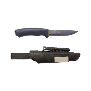 Knife MORAKNIV Survival Black, strong carbon steel blade, fire starter, plastic sheath