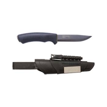 Knife MORAKNIV Survival Black, strong carbon steel blade, fire starter, plastic sheath